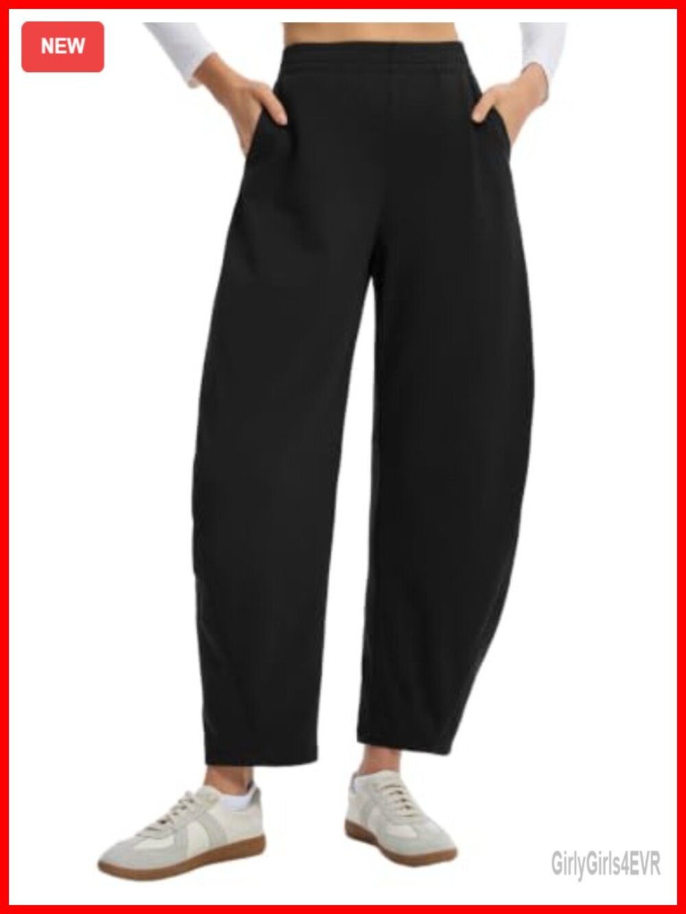 Fleece Lined Barrel Leg Pants 27" Inseam Wide Leg Winter Warm Thermal